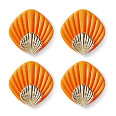 4 pezzi / set ganci a conchiglia senza perforazione per uso domestico ganci adesivi per bagno e cucina (arancione)