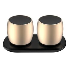 Altoparlante Bluetooth wireless stereo SARDiNE F1 in lega di alluminio con dock di ricarica, supporto a mani libere (oro)