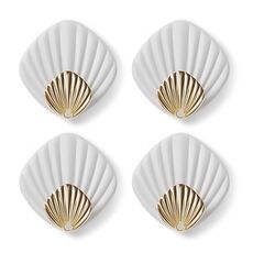 4 pezzi / set ganci a conchiglia senza perforazione per uso domestico ganci adesivi per bagno e cucina (bianco)