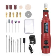 Mini smerigliatrice elettrica Micro penna per rettifica fai da te Piccoli utensili per intaglio (spina UE rossa)