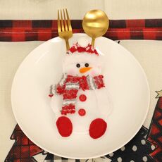 Decorazioni per la tavola di Natale Home Cartoon Knife and Fork Cover (pupazzo di neve)