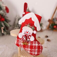 Calze di Natale a forma di casa Sacchetto regalo Decorazione della vigilia di Natale Calze di caramelle (pupazzo di neve)