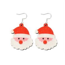 Orecchini con decorazione a forma di cartone animato, elemento natalizio, orecchini lucidi, specifiche: Babbo Natale
