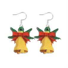 Orecchini con decorazione a forma di cartone animato, elemento natalizio, orecchini lucidi, specifiche: campana