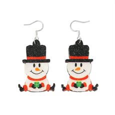 Orecchini con decorazione a forma di cartone animato, elemento natalizio, orecchini lucidi, specifiche: pupazzo di neve