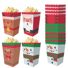 12 pezzi/set scatola per popcorn a tema natalizio, secchio per imballaggio di snack, scatola per caramelle e snack