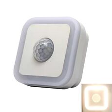 Luce notturna a LED da 3 W con sensore automatico umano, senza fili, per corridoio, scale, spina USA (luce calda)