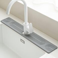 Tappetino per asciugatura del lavandino del rubinetto, pietra di diatomee, antispruzzo, assorbente, per il drenaggio del lavandino, colore: K02 grigio scuro (60x10 cm)