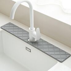 Tappetino per asciugatura del lavandino del rubinetto, pietra di diatomee, antispruzzo, assorbente, per il drenaggio del lavandino, colore: K03 grigio scuro (40x10 cm)