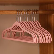 10 pezzi/confezione 41 cm floccaggio appendiabiti antiscivolo senza traccia appendiabiti gancio (rosa)