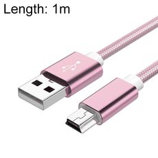 5 PCS Mini USB a USB A DATI / Cavo di carica intrecciato per MP3, Fotocamera, Dvr auto, Lunghezza: 1m (oro rosa)
