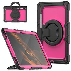 Per Samsung Galaxy Tab S8 Ultra Spallaccio in silicone + custodia da tablet PC (nero rosa nera)