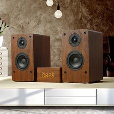 Altoparlante da tavolo in legno Bluetooth con scheda coassiale D1 (marrone)