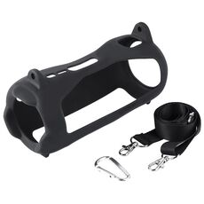 Custodia in silicone per altoparlante Bluetooth con effetto luce colorata per JBL Pulse 5 con tracolla (nero)