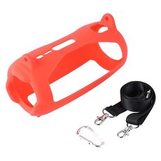 Per JBL Pulse 5 Custodia in silicone per altoparlante Bluetooth con effetti di luce colorata con tracolla (rosso)