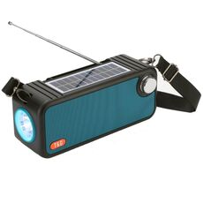 T&G TG637 Altoparlante Bluetooth wireless portatile da esterno a energia solare con slot per schede FM / torcia / TF (blu pavone)