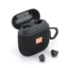 T&G TG809 Altoparlante portatile wireless esterno 2 in 1 e auricolari Bluetooth Mini TWS (nero)