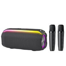 Nuovo altoparlante Bluetooth wireless intelligente TWS portatile da esterno RiXing NR8809 da 20 W, stile: doppio microfono (grigio)