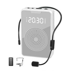 Amplificatore microfono didattico portatile ZXL-H3 con display temporale, Specifiche: versione wireless (bianco)