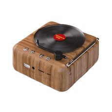 Manovo H3 Mini altoparlante Bluetooth a forma di giradischi in vinile retrò, colore: venatura del legno