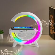 DH001 Altoparlante Bluetooth con luce ambientale di ricarica wireless intelligente (bianco)