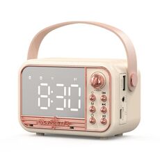 S11 Sveglia retrò palmare Altoparlante Bluetooth Orologio portatile da tavolo (beige)