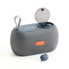 T&G TG810 Altoparlante esterno portatile 2 in 1 + mini auricolare Bluetooth wireless (grigio)