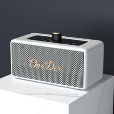 Oneder D3 Altoparlante Bluetooth wireless a doppia unità con custodia in pelle retrò da 30 W (bianco)