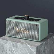 Oneder D3 Altoparlante Bluetooth wireless a doppia unità con custodia in pelle retrò da 30 W (ciano)