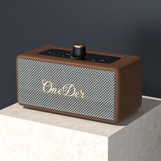 Oneder D3 Altoparlante Bluetooth wireless a doppia unità con custodia in pelle retrò da 30 W (marrone)