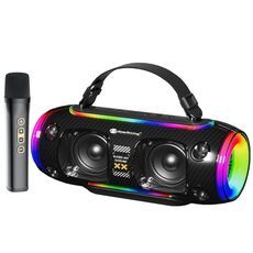 Nuovo altoparlante Bluetooth wireless portatile Rixing NR8806 Subwoofer colorato RGB da esterno, stile: microfono singolo (nero)