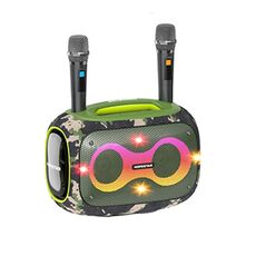HOPESTAR Party Box Altoparlante Bluetooth Karaoke da 120 W con 2 microfoni (mimetico)
