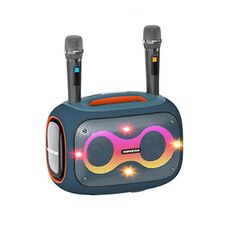 HOPESTAR Party Box Altoparlante Bluetooth Karaoke da 120 W con 2 microfoni (blu navy)