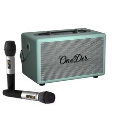 Oneder D7 Altoparlante Bluetooth Altoparlanti wireless per karaoke da esterno con due microfoni (ciano)