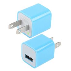 Caricabatterie USB spina USB, Caricabatterie USB con spina americana (blu)