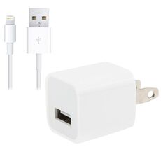Adattatore per caricabatterie da viaggio 2 in 1 5V 1A US con cavo da 1 m a 8 pin per iPhone (bianco)