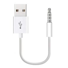 Cavo di sincronizzazione dati USB a 3,5 mm da USB a 3,5 mm per iPod shuffle 1 ° / 2 ° / 3 ° / 4 ° / 5 ° / 6 ° generazione, lunghezza: 10 cm (bianco)