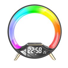 Altoparlante Bluetooth multifunzionale con ricarica wireless S528 con luce RGB, rumore bianco e alba simulata (nero)