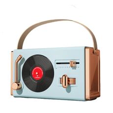 C220 Altoparlante multifunzionale per giradischi in vinile Mini audio retrò portatile portatile, Colore: blu cielo