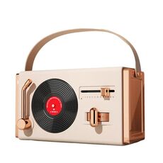 C220 Altoparlante multifunzionale per giradischi in vinile Mini audio retrò portatile portatile, Colore: bianco avorio