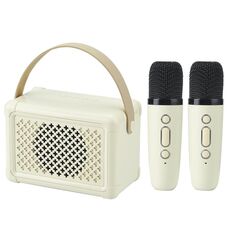 Altoparlante Bluetooth portatile Home Mini Karaoke Audio, Stile: doppio microfono + altoparlante (giallo chiaro)