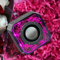 Subwoofer per altoparlante Bluetooth Cannon in acciaio piccolo Mecha trasparente con luce RGB (nero)