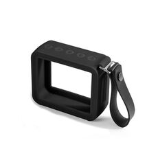 Per JBL GO 2 Speaker Custodia in silicone con cinturino in PU Custodia protettiva audio anti-smarrimento (nero)