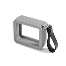 Per JBL GO 2 Speaker Custodia in silicone con cinturino in PU Custodia protettiva audio anti-smarrimento (grigio)