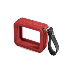 Per JBL GO 2 Speaker Custodia in silicone con cinturino in PU Custodia protettiva audio anti-smarrimento (rosso)