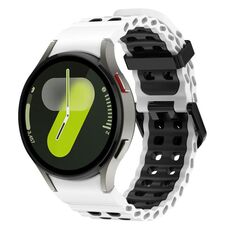 Cinturino in silicone bicolore con doppia fila di fori per Samsung Galaxy Watch 7 da 40/44 mm (bianco e nero)
