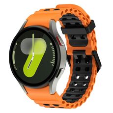 Cinturino in silicone bicolore con doppia fila di fori per Samsung Galaxy Watch 7 40/44 mm, colore oceano (arancione e nero)
