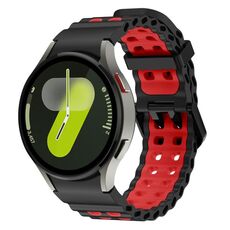 Cinturino in silicone bicolore con doppia fila di fori per Samsung Galaxy Watch 7 40/44 mm (nero e rosso)