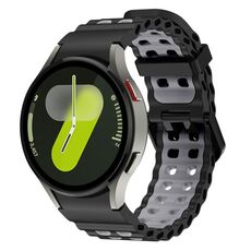 Cinturino in silicone bicolore con doppia fila di fori per Samsung Galaxy Watch 7 40/44 mm (nero e grigio)