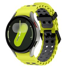 Cinturino in silicone bicolore con doppia fila di fori per Samsung Galaxy Watch 7 40/44 mm, colore: grigio lime